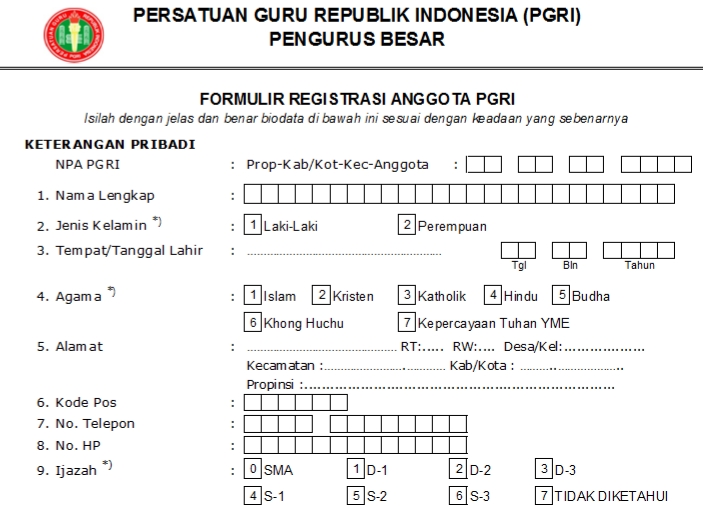 Pendaftaran PGRI Muko Muko - Persatuan Guru Republik Indonesia Cabang Muko Muko